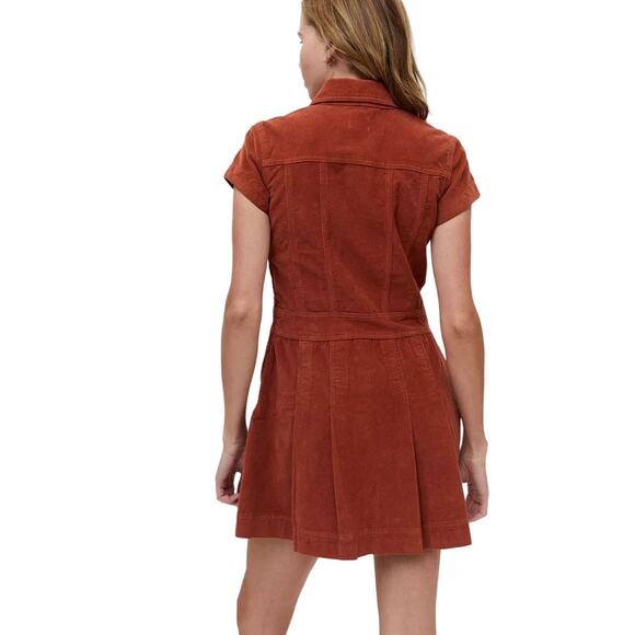 BDG Urban Outfitters‎ Edie Corduroy Short Sleeve Pleated Mini Dress Side Large - Picture 6 of 10